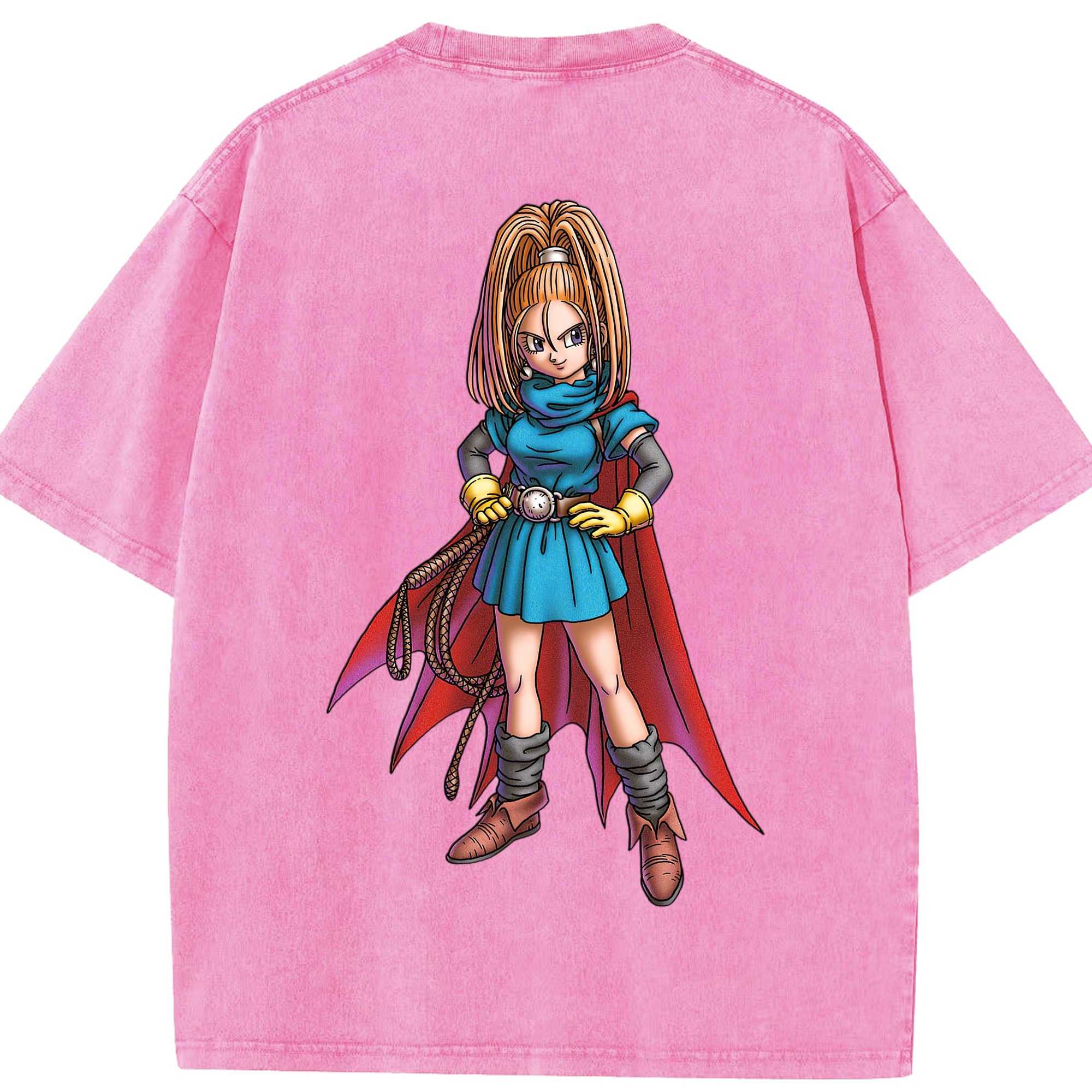 （画像用） ドラゴンクエスト Doragon Kuesuto Dragon Quest 綿100% ヴィンテージ風 半袖Tシャツ（背面プリント）